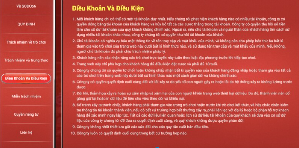 Tuân thủ điều khoản - điều kiện áp dụng tại nền tảng